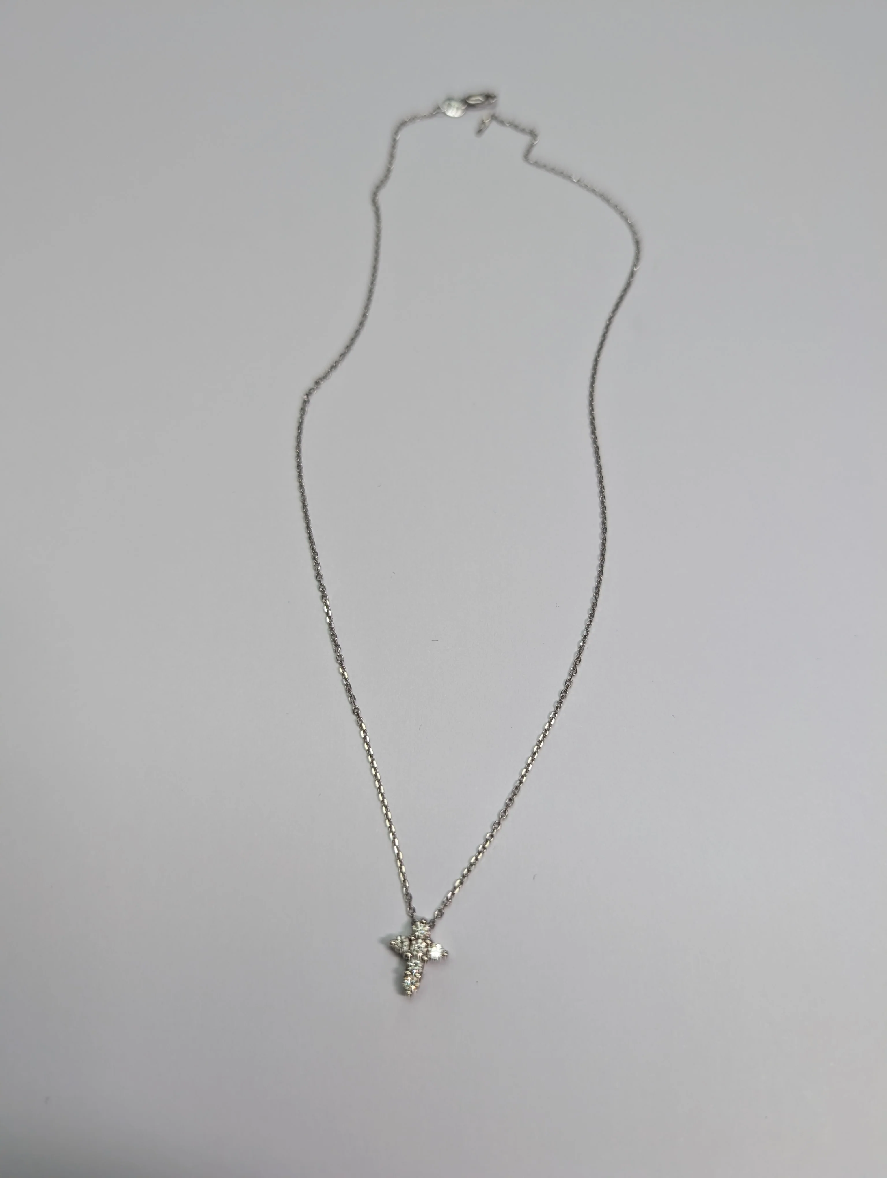 14ct White Gold Diamond Cross & Necklace