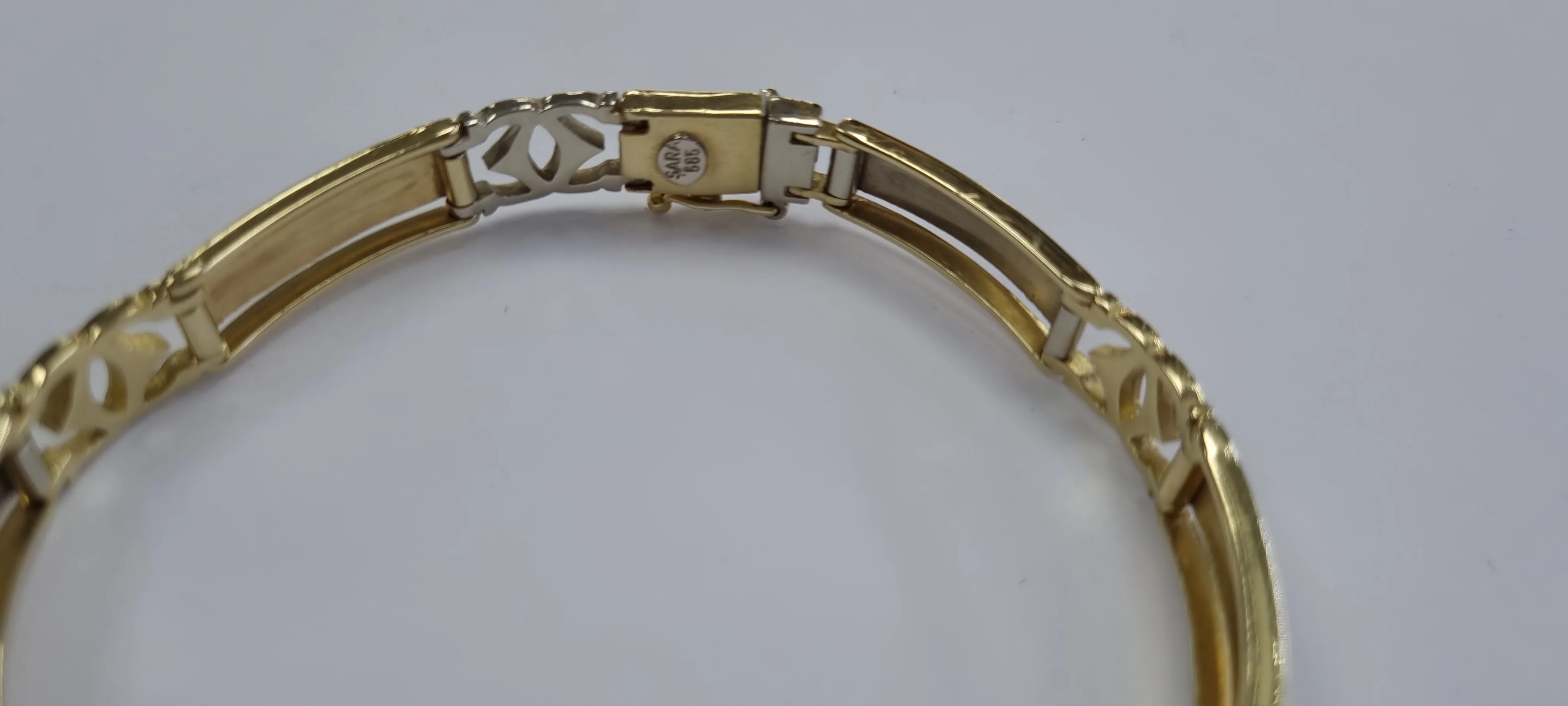 14ct White/Yellow Gold Bracelet 7.5" - Image 2
