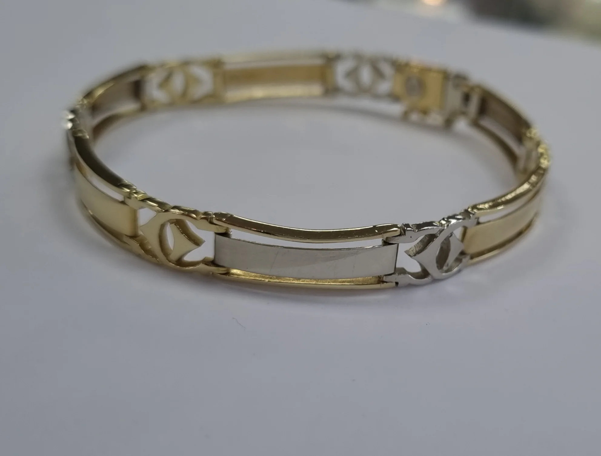 14ct White/Yellow Gold Bracelet 7.5" - Image 3