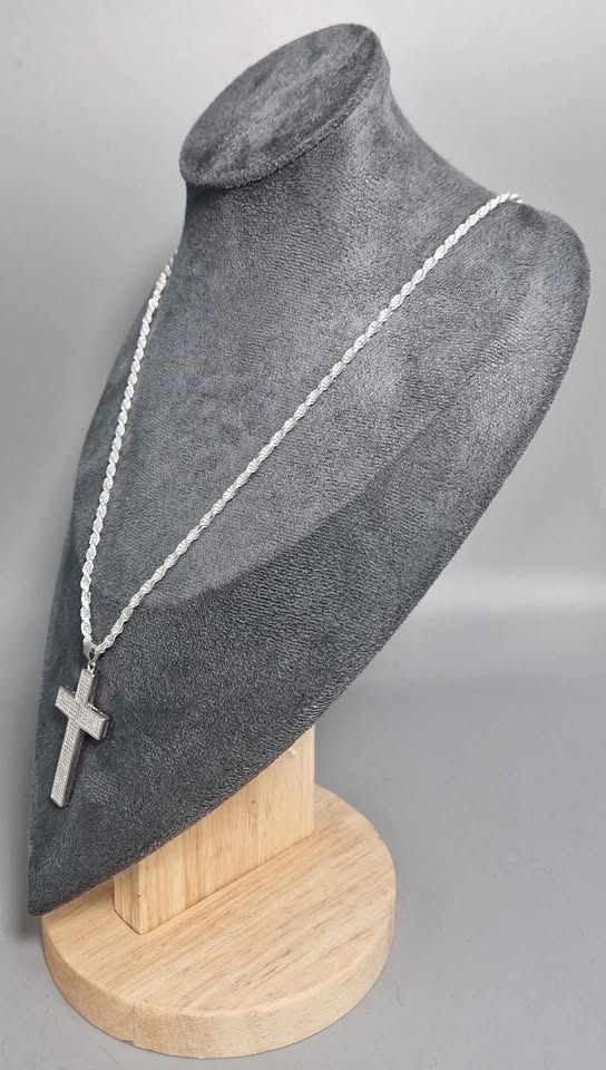 925 Silver Cross Chain, 21.0 Grams, 24" - Image 2