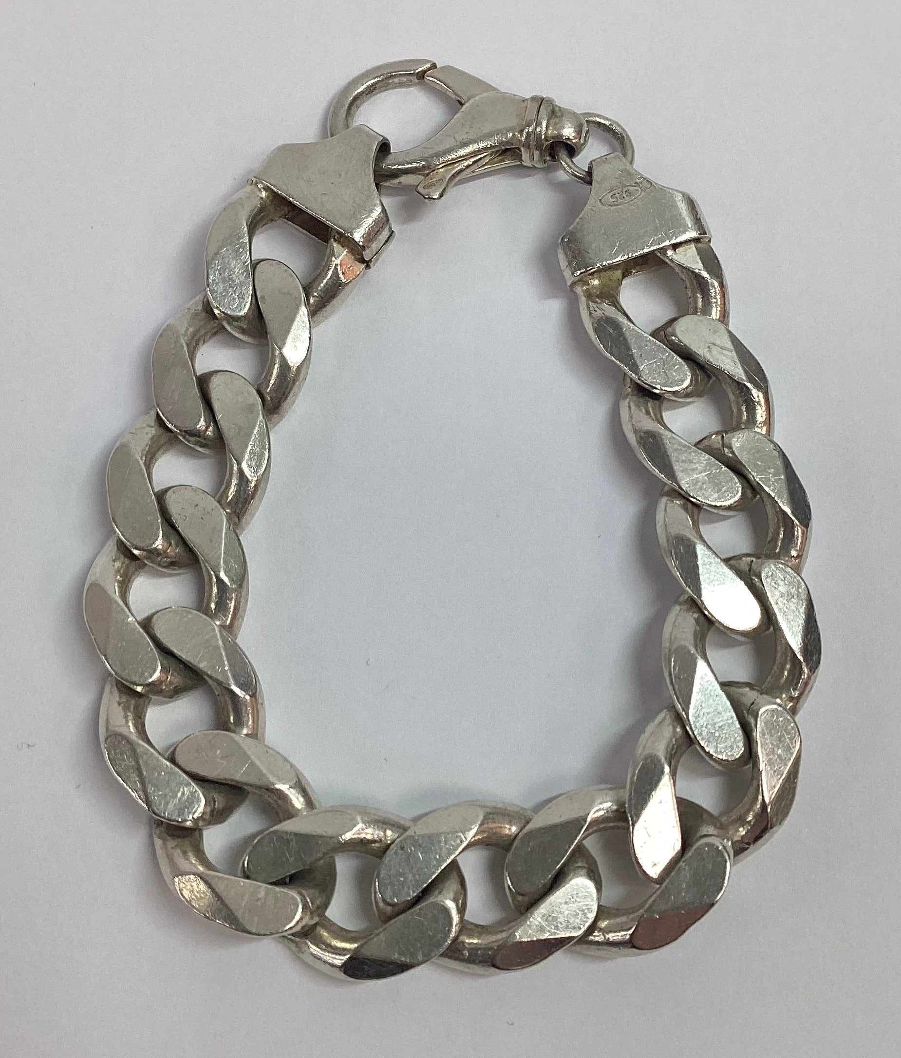 925 Silver Curb Bracelet 9”