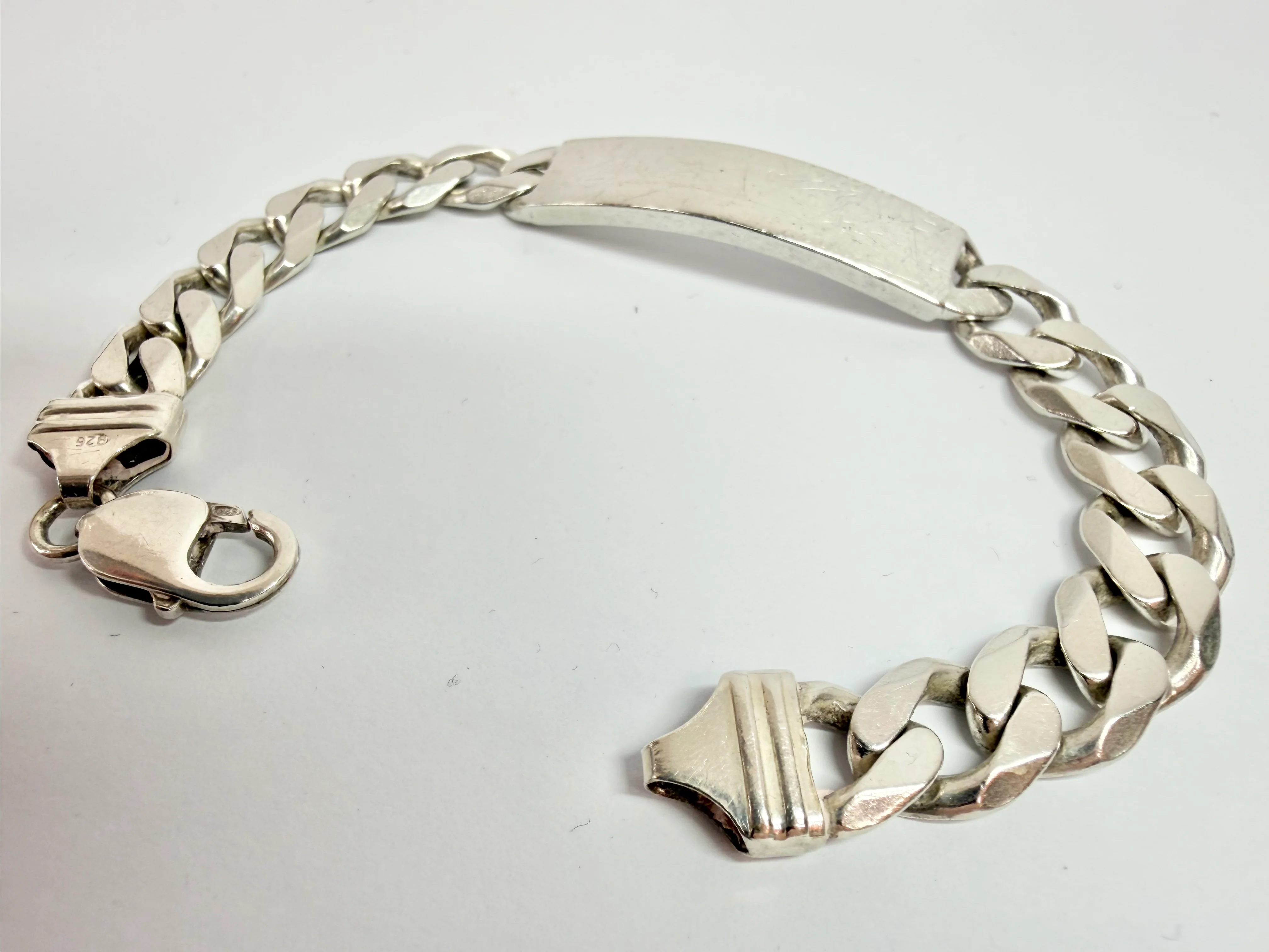 925 Silver Curb I.D Bracelet 9" - Image 2