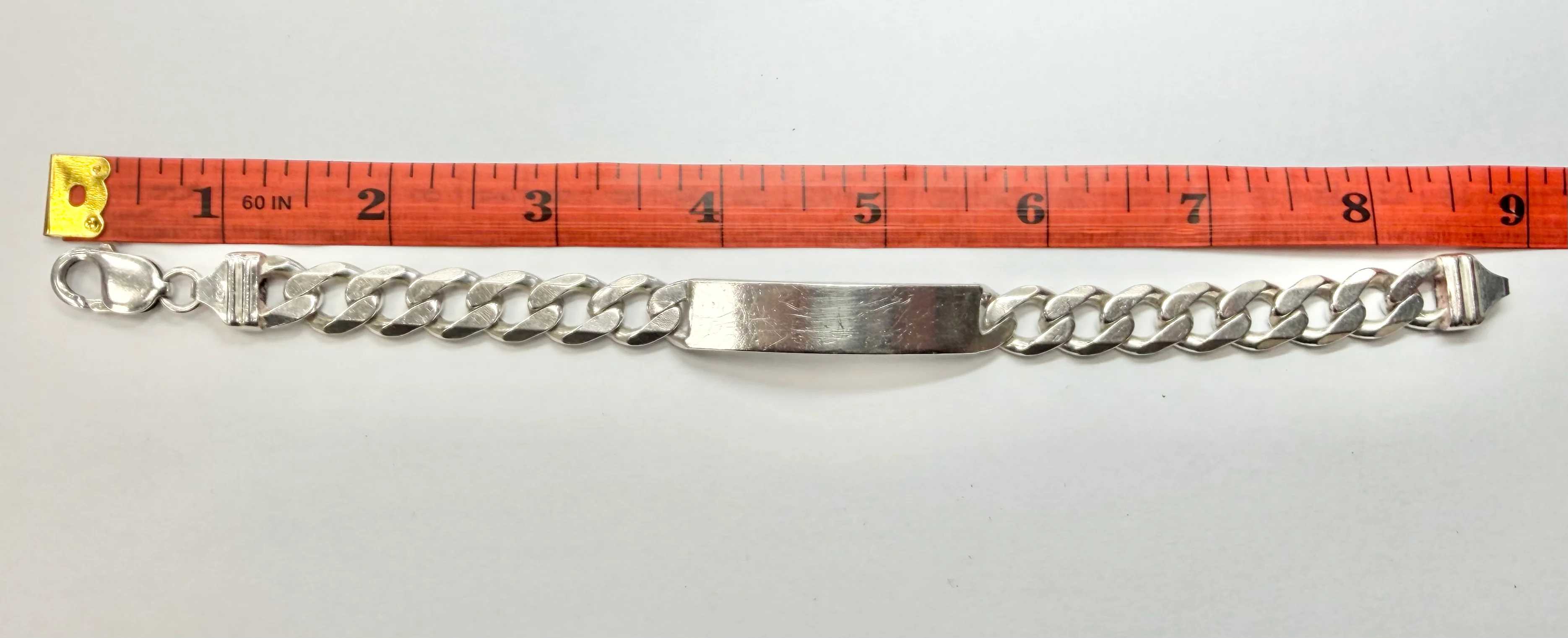 925 Silver Curb I.D Bracelet 9" - Image 3