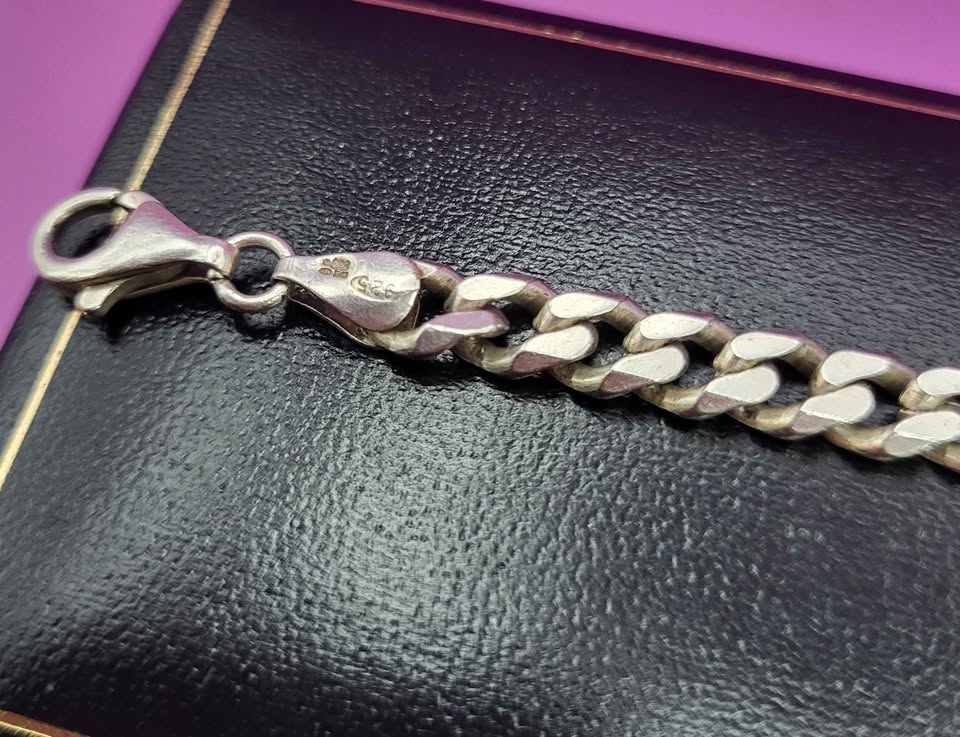 925 Silver Curb Link Bracelet - 16.2G - 9" - Image 3