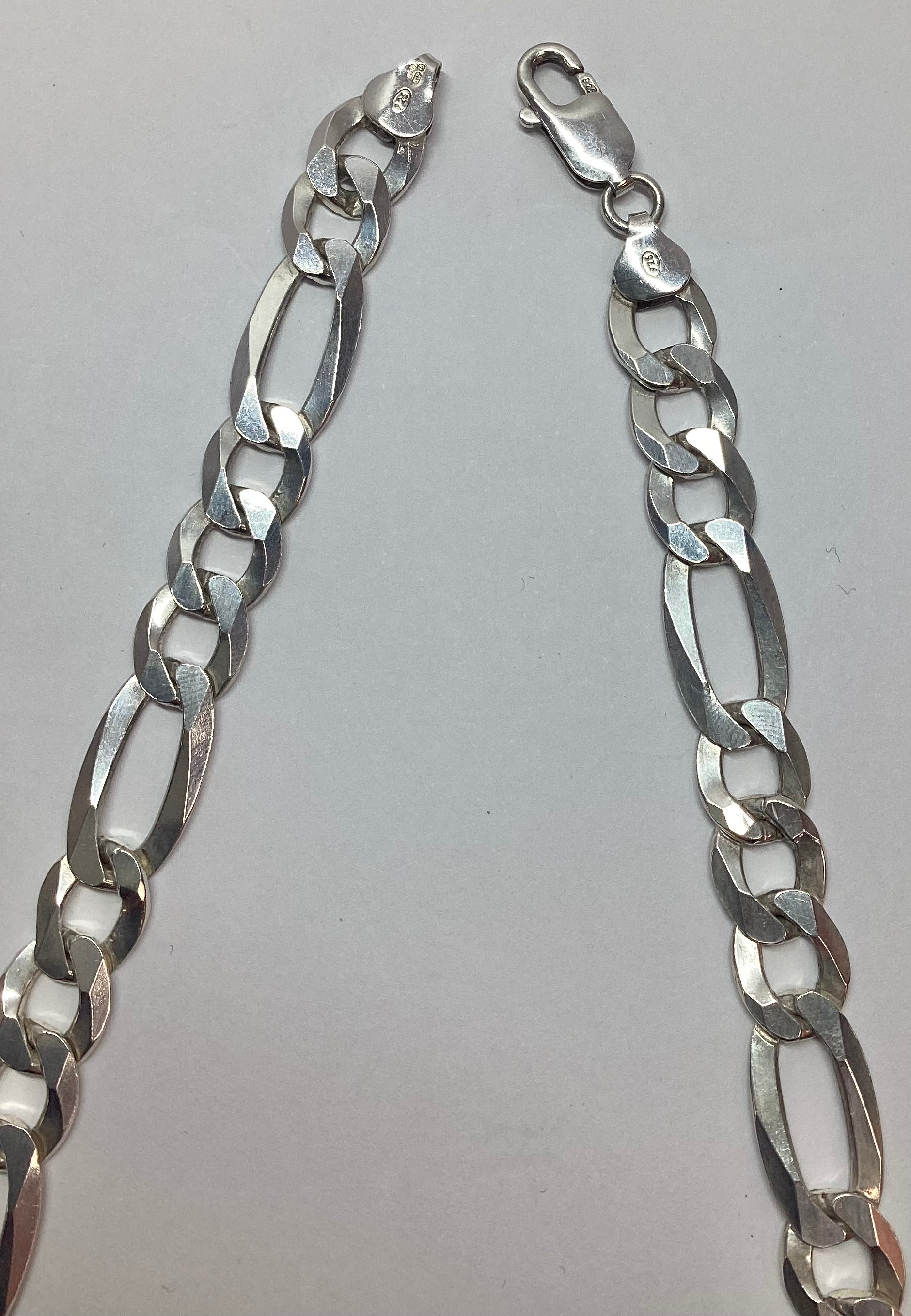 925 Silver Figaro Chain 22" - Image 2