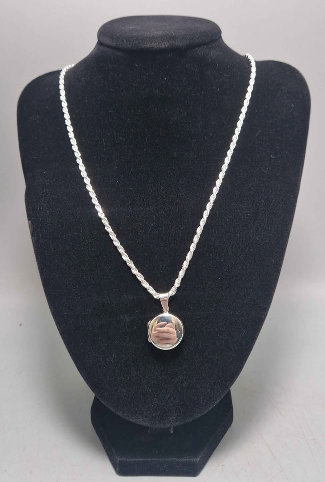 925 Silver Round Locket Chain, 20.4G 24"