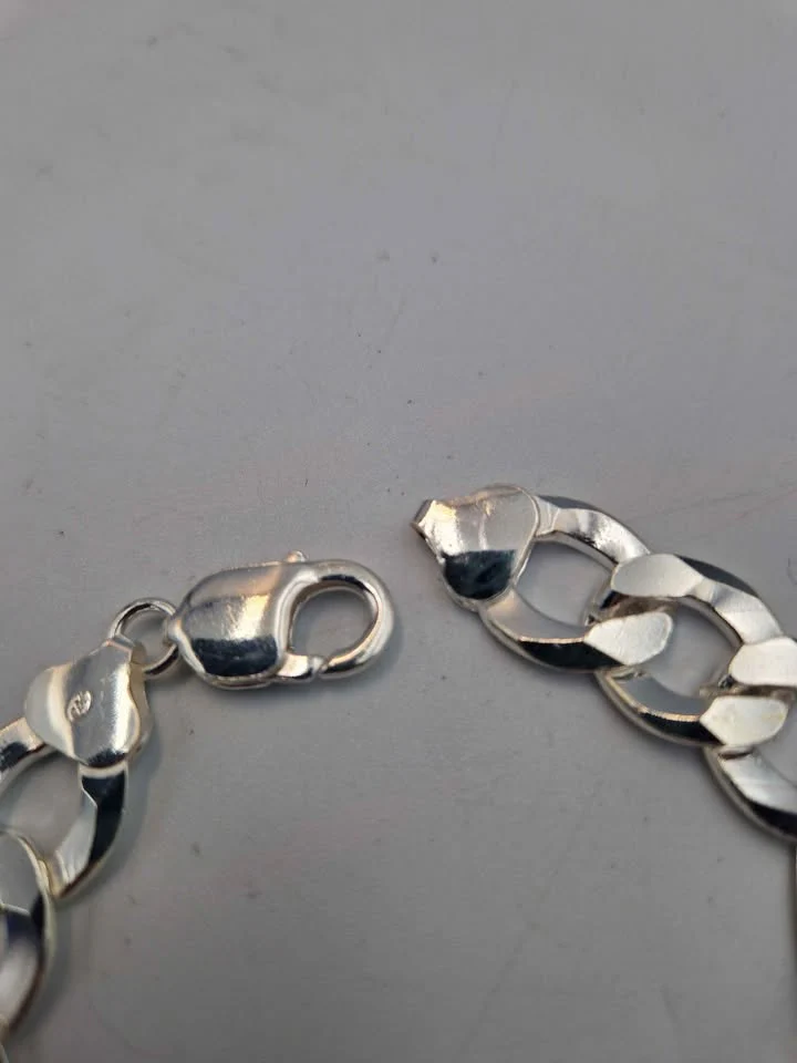 925 Sterling Silver 3 In 1 Figaro Bracelet - 15mm Wide - 9" Long - 32.6 Grams **BRAND NEW** - Image 3