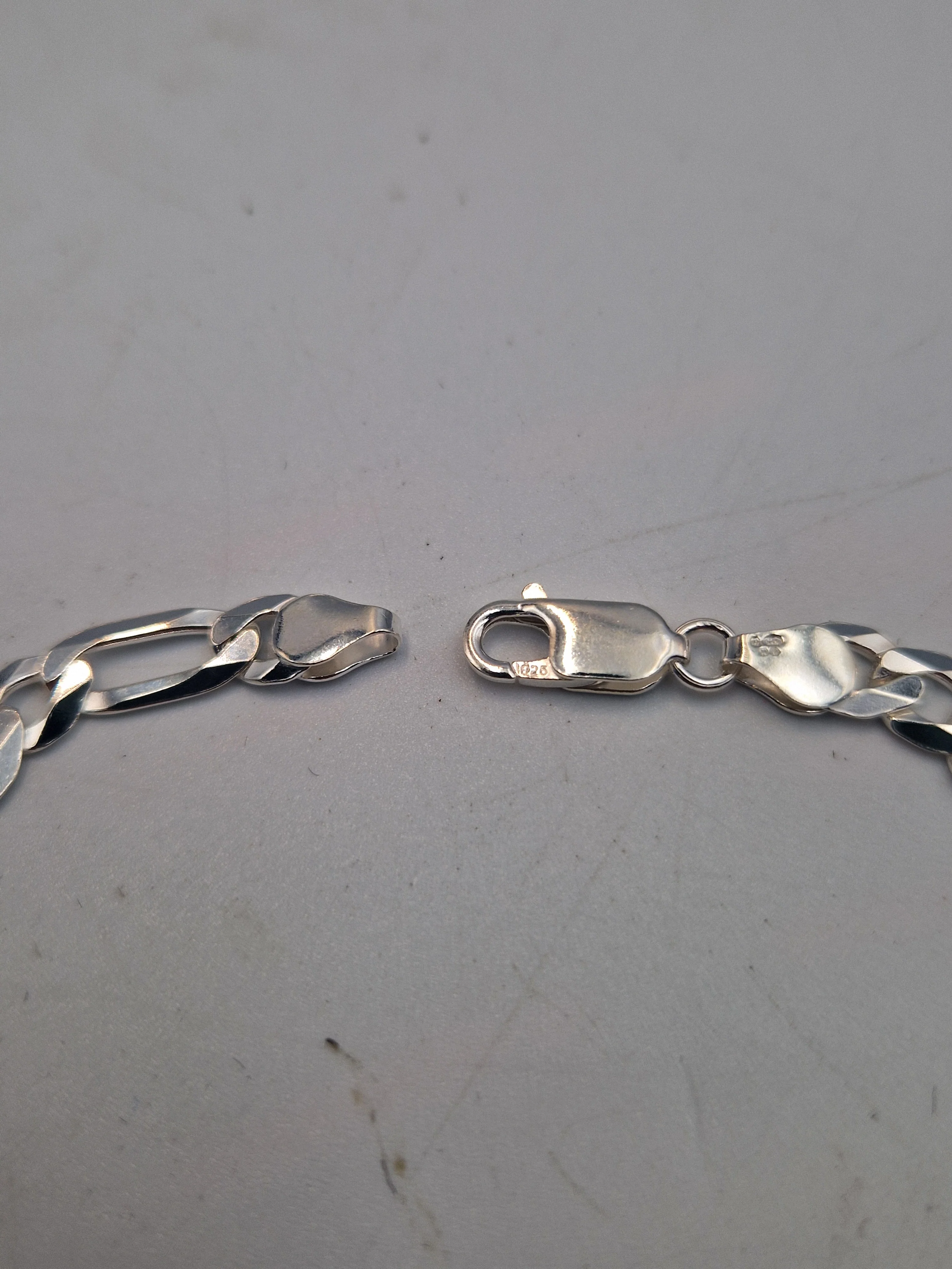 925 Sterling Silver 3 In 1 Figaro Bracelet - 9" Long - 6mm Wide - 8.70 Grams **BRAND NEW** - Image 2