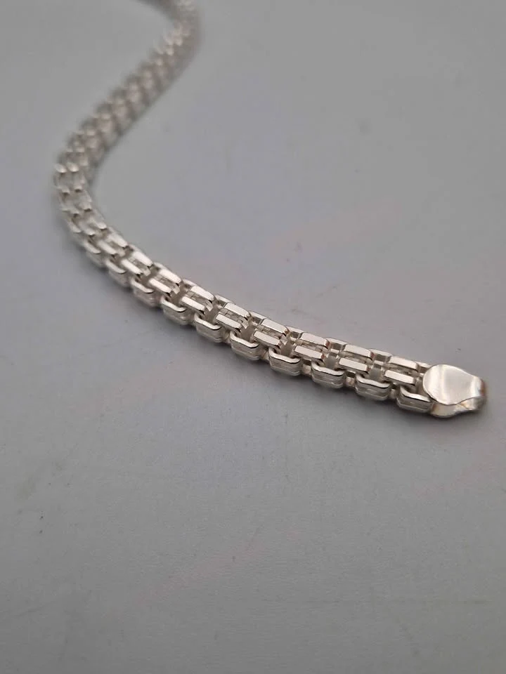 925 Sterling Silver Cube Bracelet - 5mm Wide - 9" Long - 22.60 Grams **BRAND NEW** - Image 2