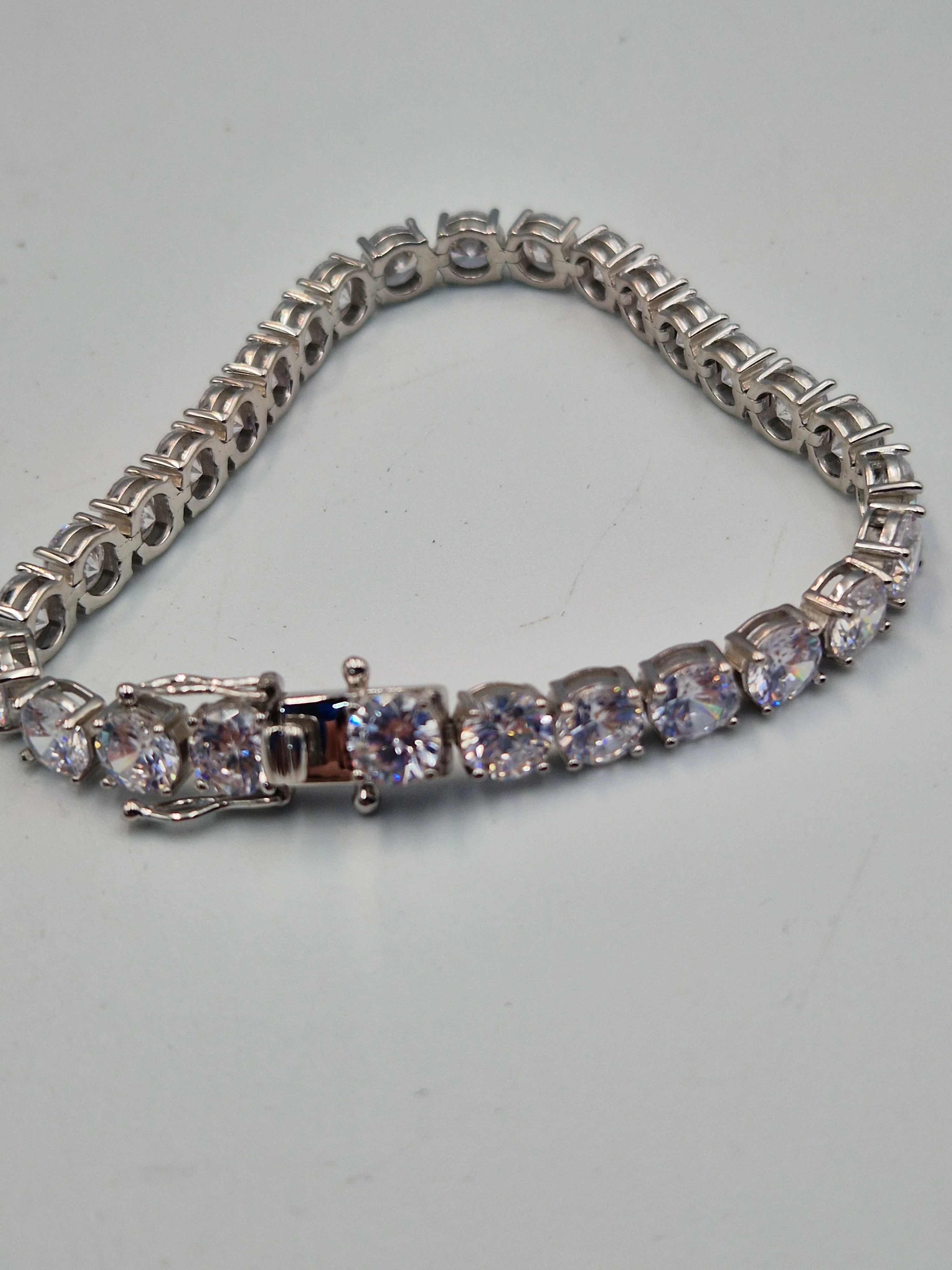 925 Sterling Silver Cubic Zirconia Bracelet - 6mm Wide - 8" Long - 21.4 Grams **BRAND NEW** - Image 3