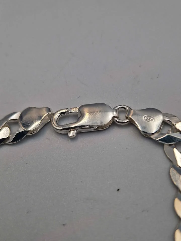 925 Sterling Silver Curb Bracelet - 9" Long - 14.80 Grams - 7mm Wide **BRAND NEW** - Image 2