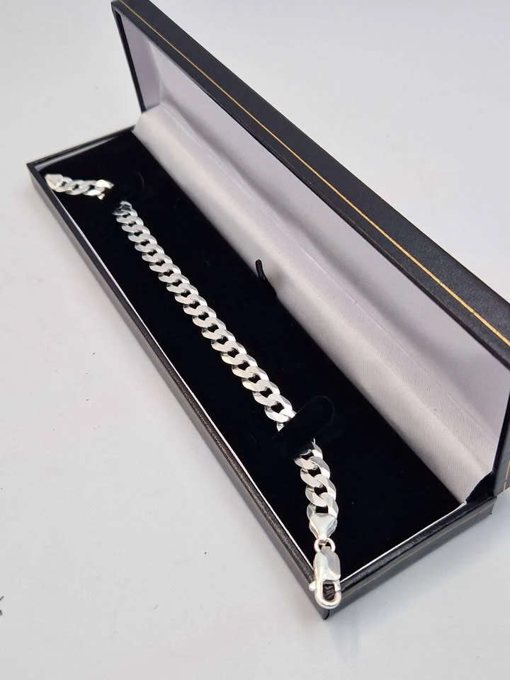 925 Sterling Silver Curb Bracelet - 9" Long - 14.80 Grams - 7mm Wide **BRAND NEW** - Image 4