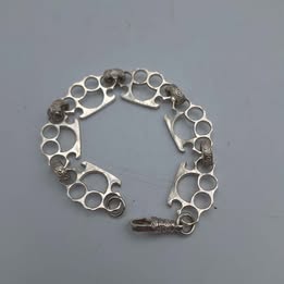 925 Sterling Silver Knuckle Duster Link Bracelet – 9" Long – 27.94 Grams – Albert Clasp **BRAND NEW**