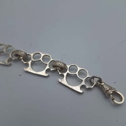 925 Sterling Silver Knuckle Duster Link Bracelet – 9" Long – 27.94 Grams – Albert Clasp **BRAND NEW** - Image 3