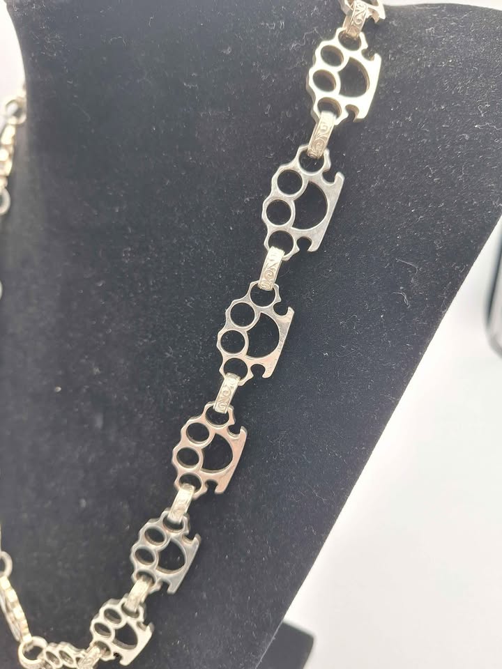 925 Sterling Silver Knuckle Duster Link Chain – 26” Long – 80.44 Grams – Albert Clasp **BRAND NEW** - Image 2