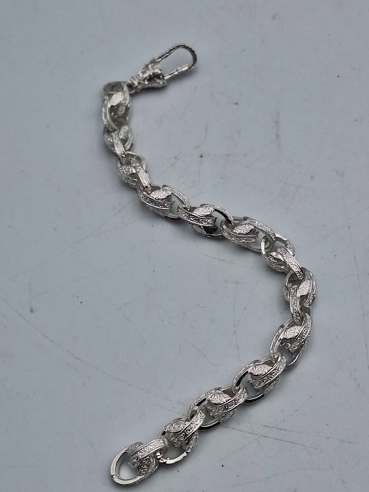925 Sterling Silver Large Patterned Tulip Bracelet - 9" Long - 29.97 Grans **BRAND NEW** - Image 4