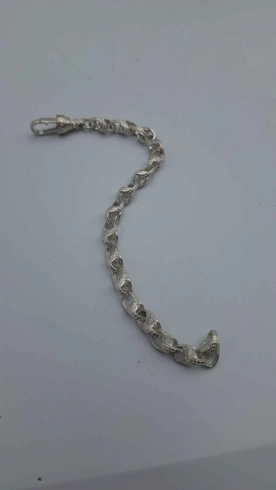 925 Sterling Silver Patterned Tulip Bracelet - 18.81 Grams - 8" Long *BRAND NEW* - Image 4