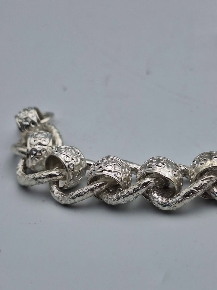 925 Sterling Silver Roller-Ball Belcher Bracelet Chunky Albert Clasp - 9" Long - 65.7 Grams *NEW* - Image 4