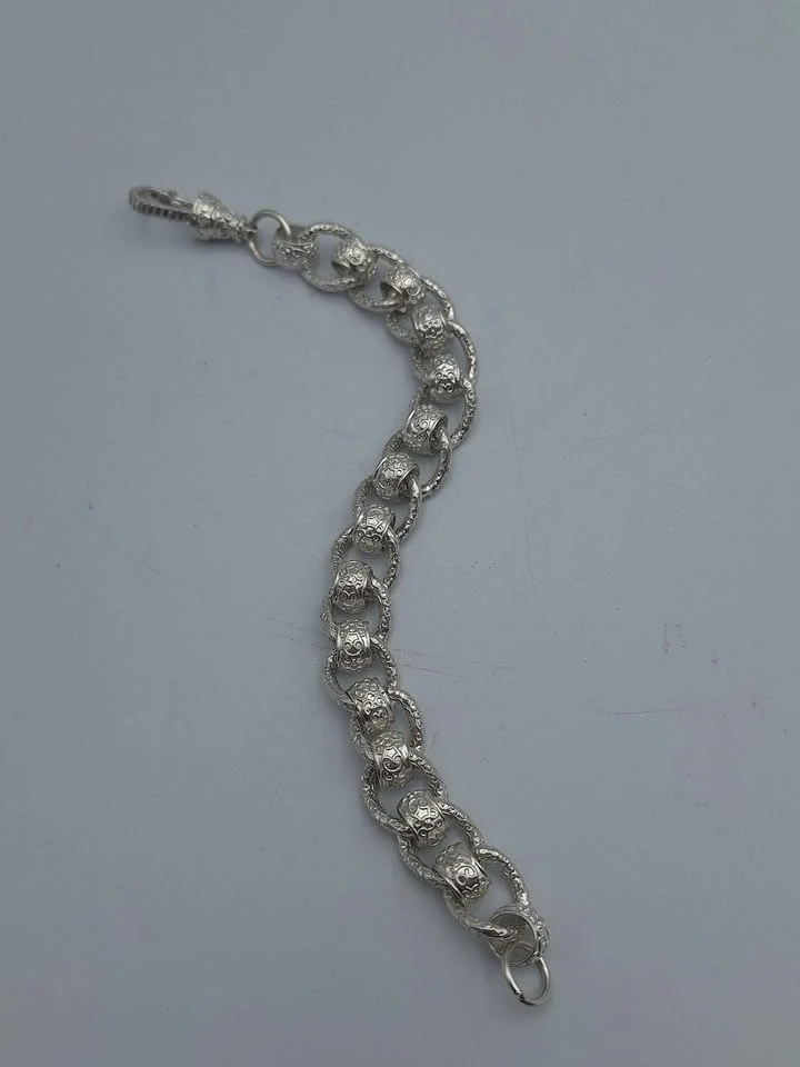 925 Sterling Silver Roller-Ball Belcher Bracelet Chunky Albert Clasp - 9" Long - 67.07 Grams *NEW* - Image 4
