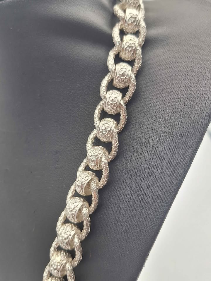925 Sterling Silver Roller-Ball Belcher Chain Chunky Albert Clasp - 24" Long - 204.24 Grams **BRAND NEW** - Image 2