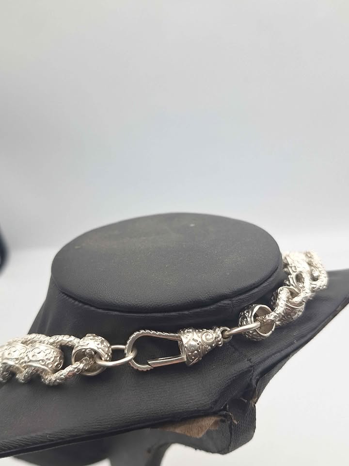 925 Sterling Silver Roller-Ball Belcher Chain Chunky Albert Clasp - 24" Long - 204.24 Grams **BRAND NEW** - Image 3