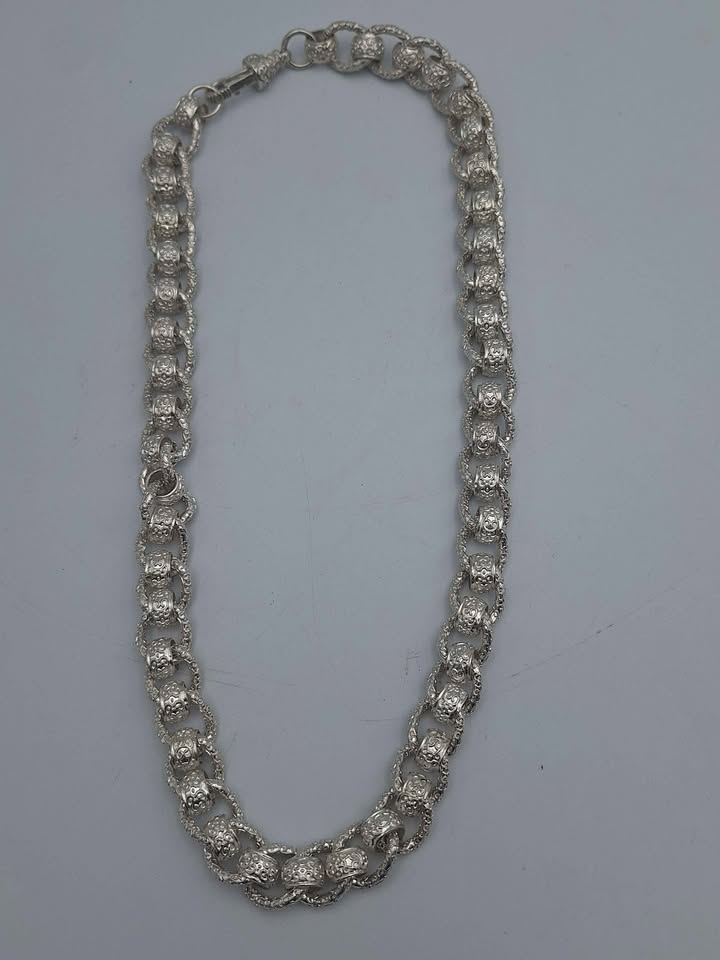 925 Sterling Silver Roller-Ball Belcher Chain Chunky Albert Clasp - 24" Long - 204.24 Grams **BRAND NEW** - Image 4