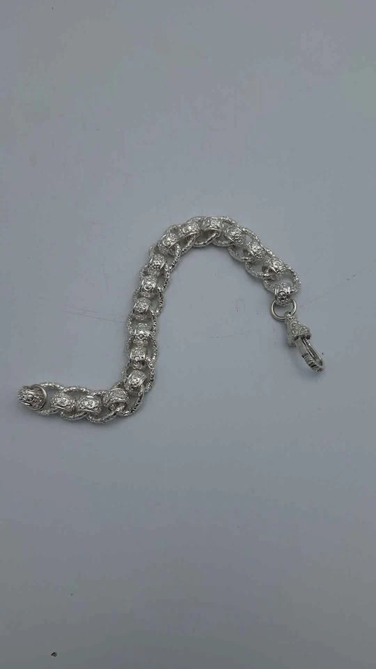 925 Sterling Silver Roller-Ball Belcher Chain Chunky Albert Clasp - 78.23 Grams - 9" Long *NEW* - Image 4