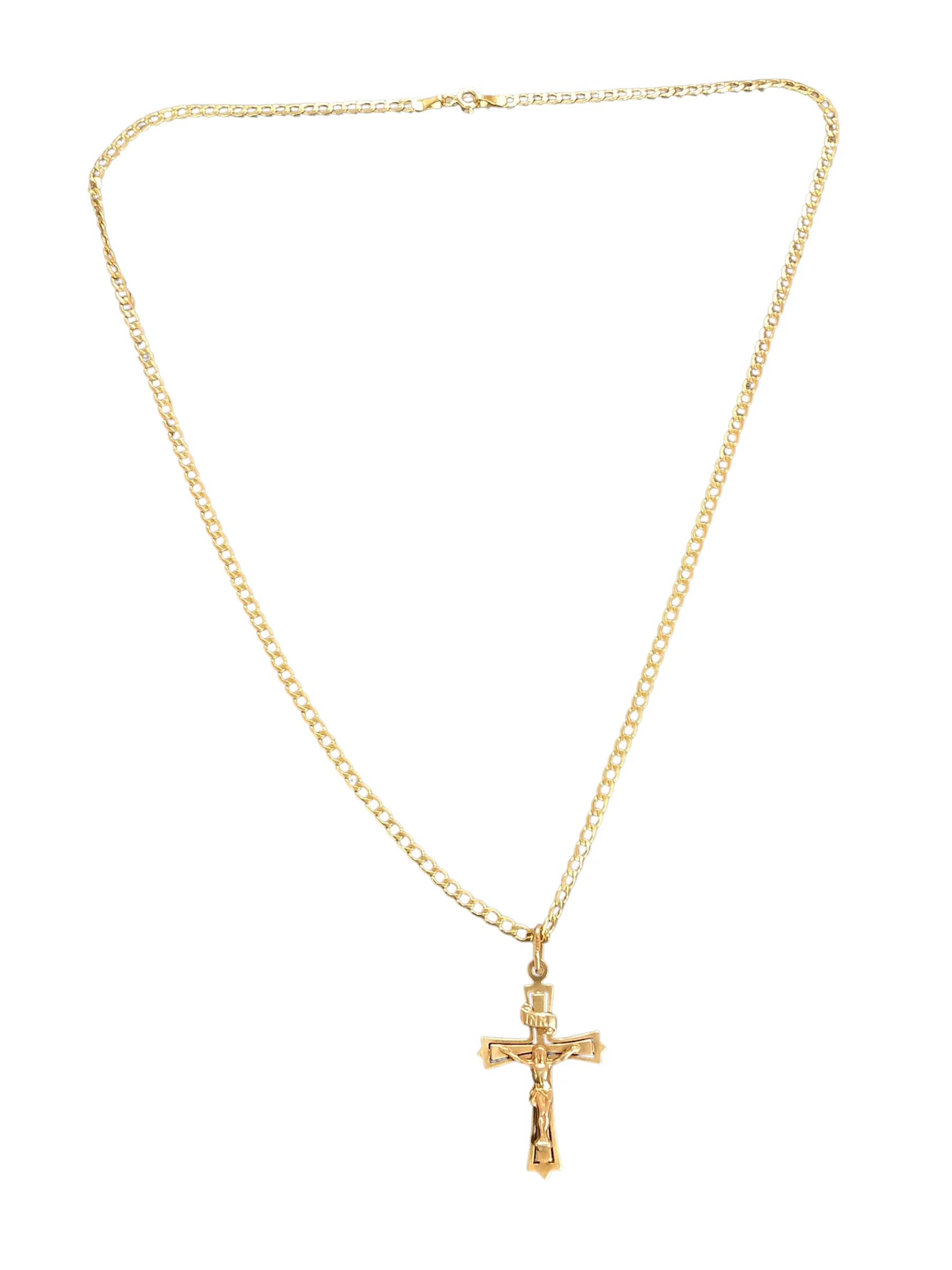 9ct Crucifix and curb chain 20"