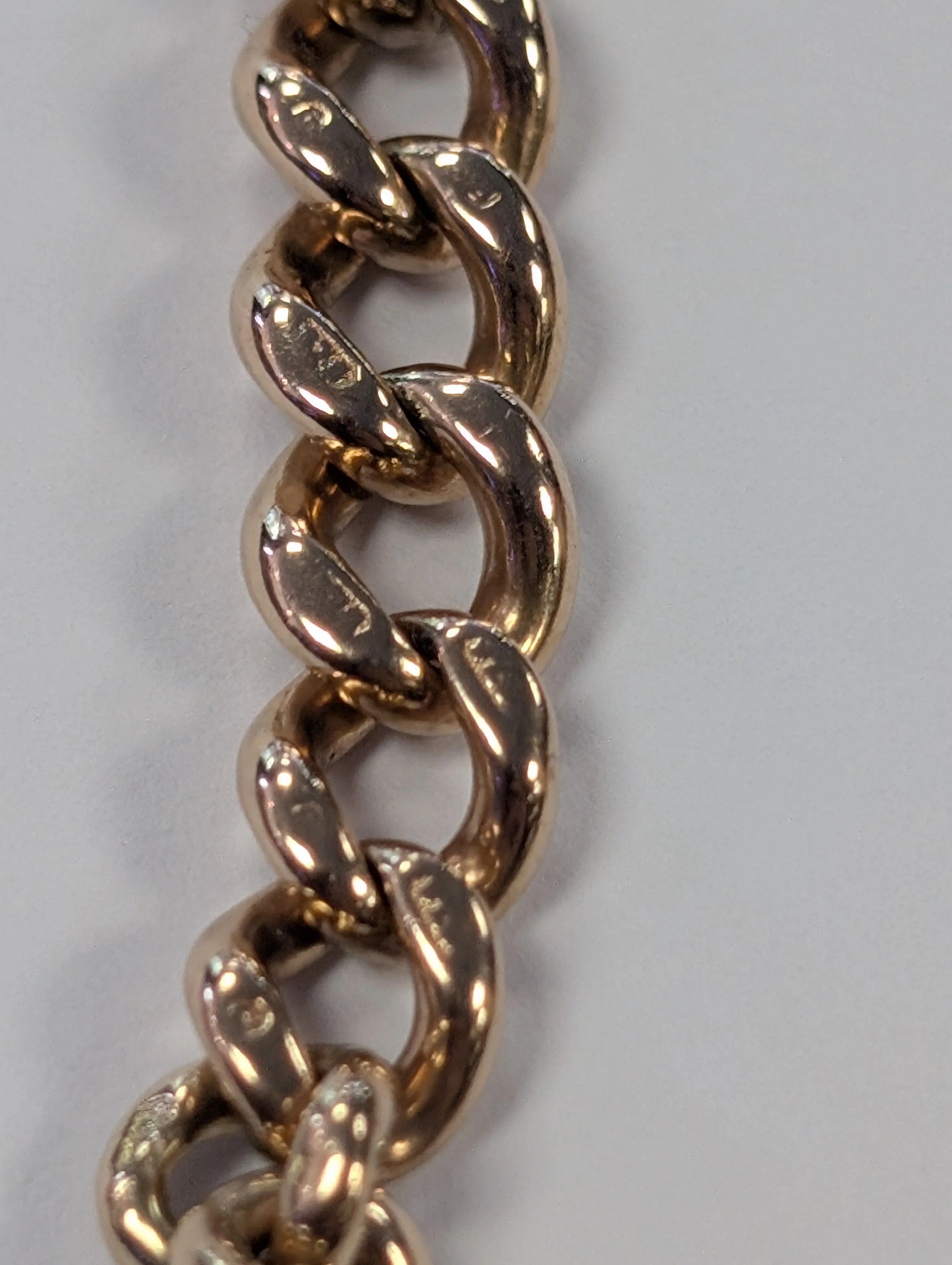 9ct Gold Charm bracelet - heart lock & safety chain - Image 2