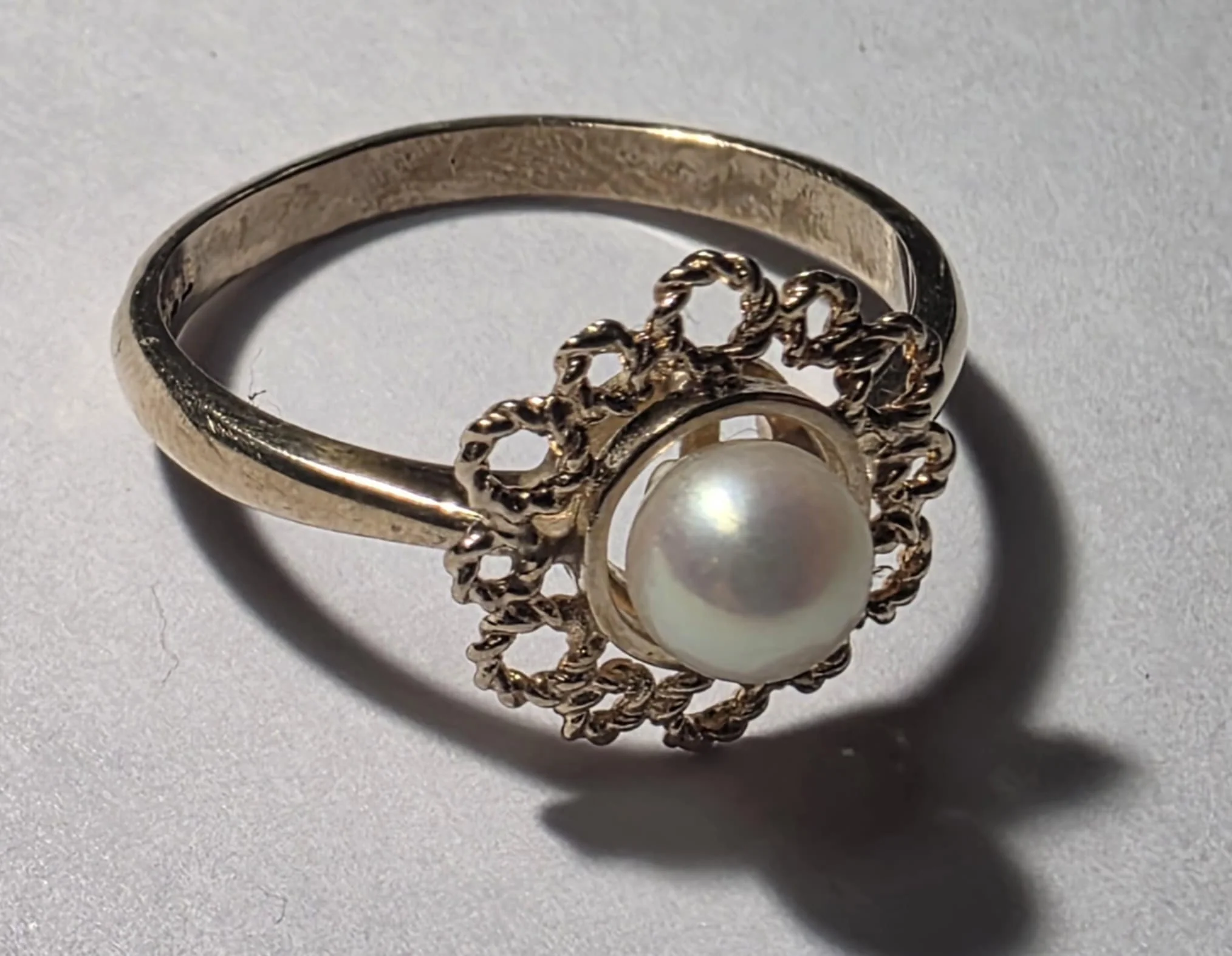 9ct Gold Pearl Ring - Size Q - Image 3