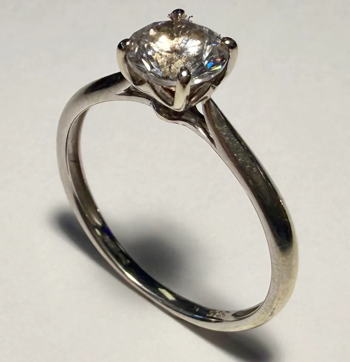 9ct White Gold CZ Ring  - Size P 1/2