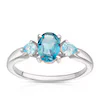 9ct White Gold London and Swiss Blue Topaz Oval and Pear Cut Three Stone Ring RRP £499.99