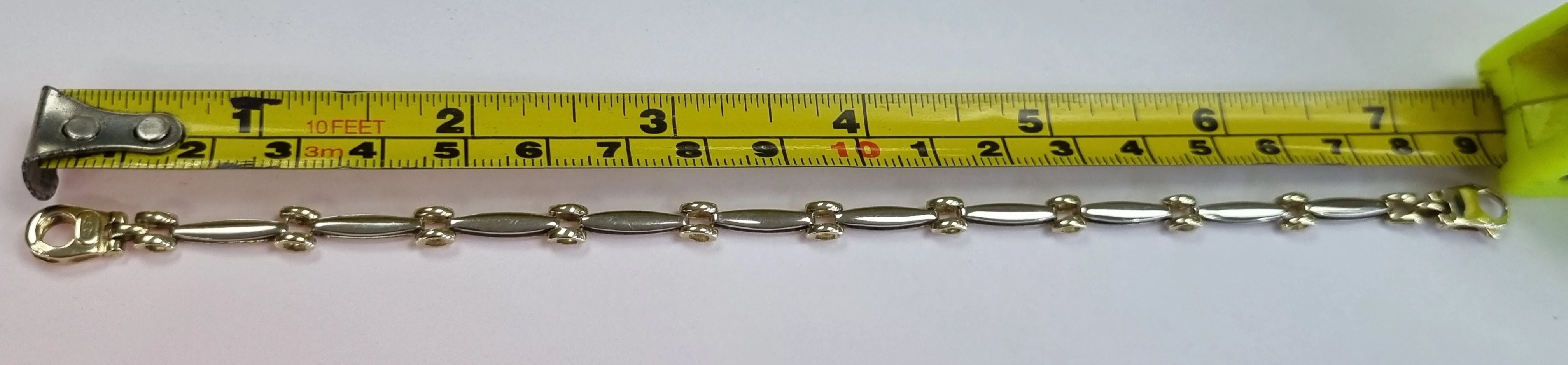 9ct White & Yellow Gold Bracelet 7.5" - Image 3