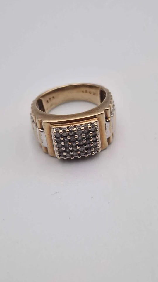 9ct Yellow Gold 0.5ct Diamond & CZ Rolex Style Ring - Size S - 8.48 Grams - Image 2