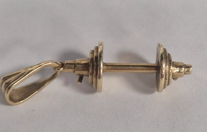 9ct Yellow Gold Barbell Pendant - 6.85G . Hallmarked - Image 2