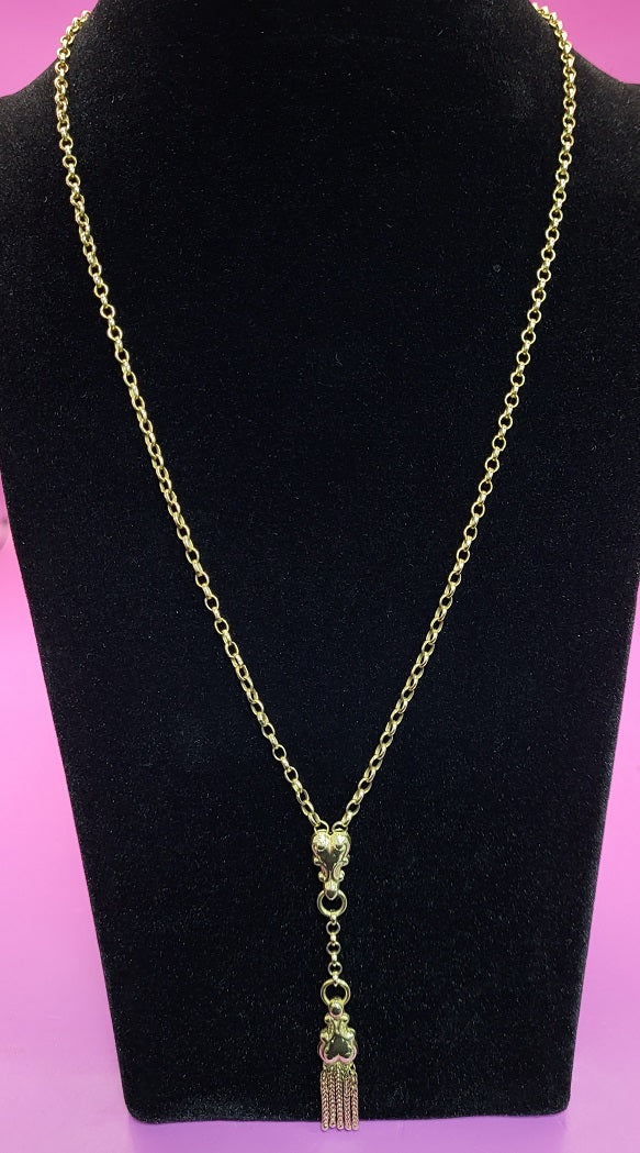 9ct yellow gold Loop Link chain With Tassel - 10.14G - 20 - 24" - Hallmarked