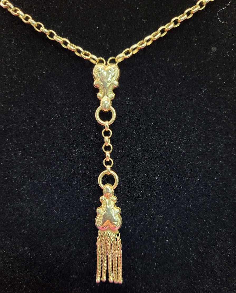 9ct yellow gold Loop Link chain With Tassel - 10.14G - 20 - 24" - Hallmarked - Image 2