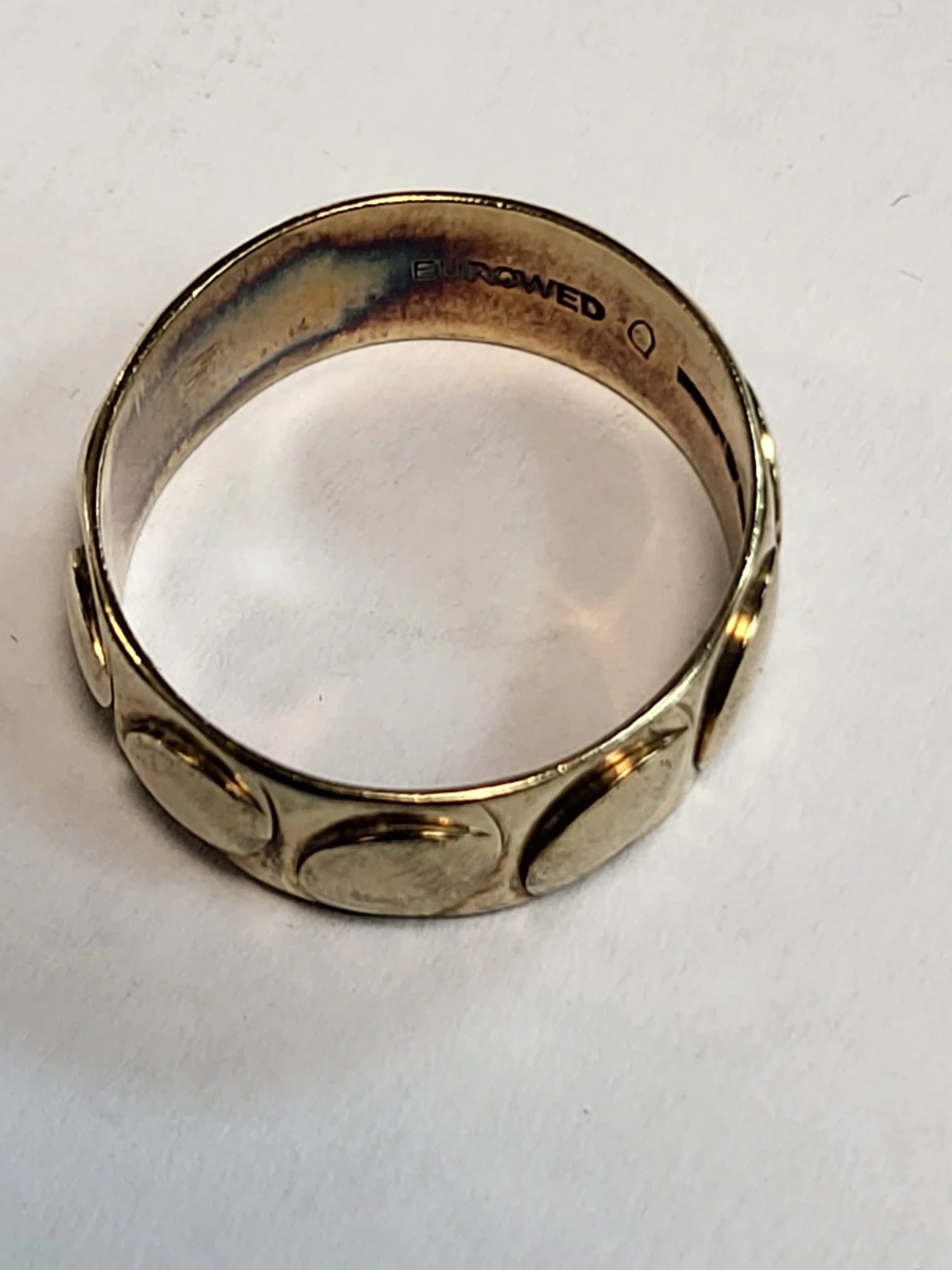 9ct Yellow Gold Patterned Band Ring - Size O/P - 4.47g - Image 2