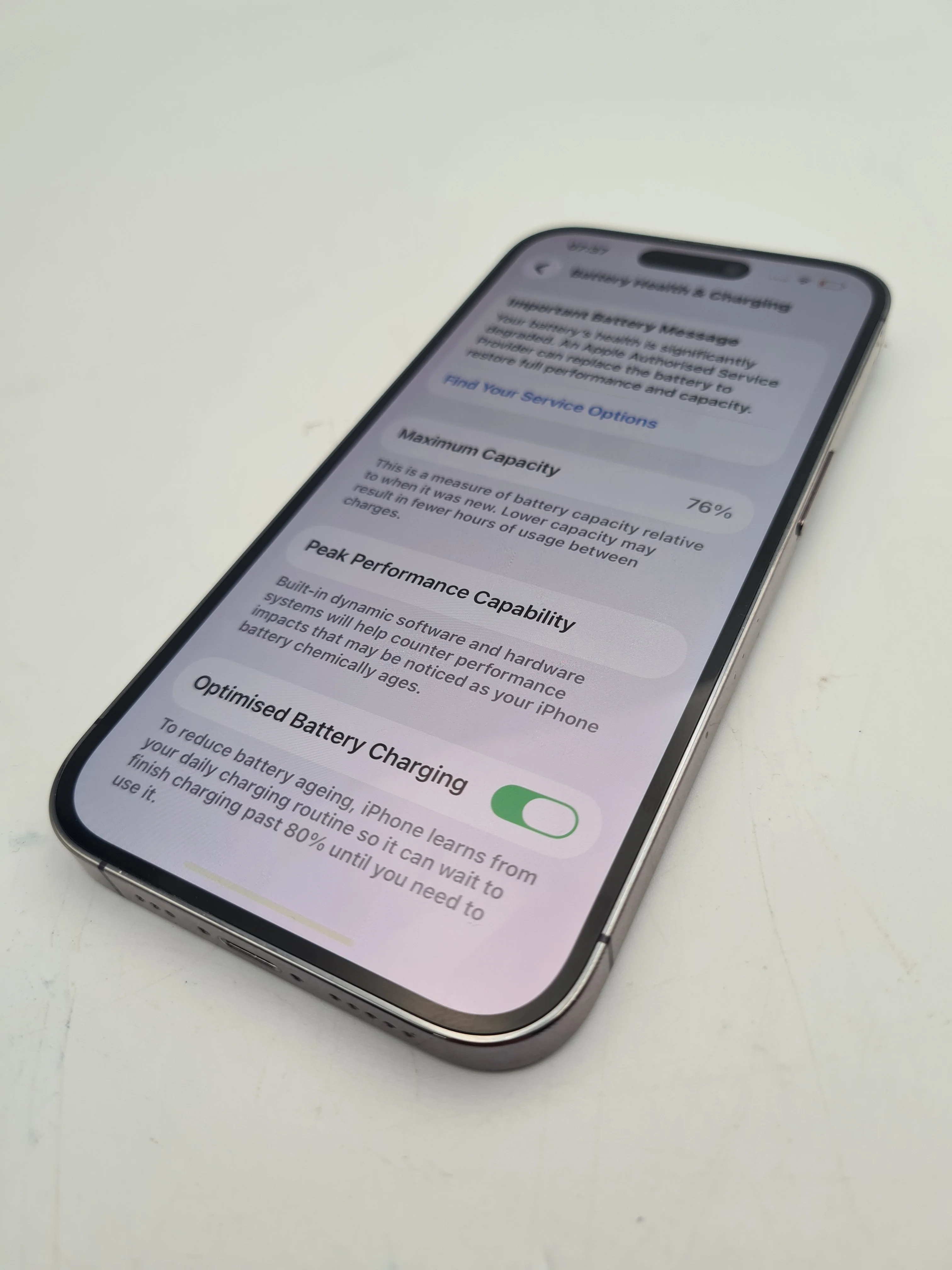 Apple iPhone 14 Pro 128GB purple smartphone unlocked unboxed (76% batt) (smashed back plate) - Image 3