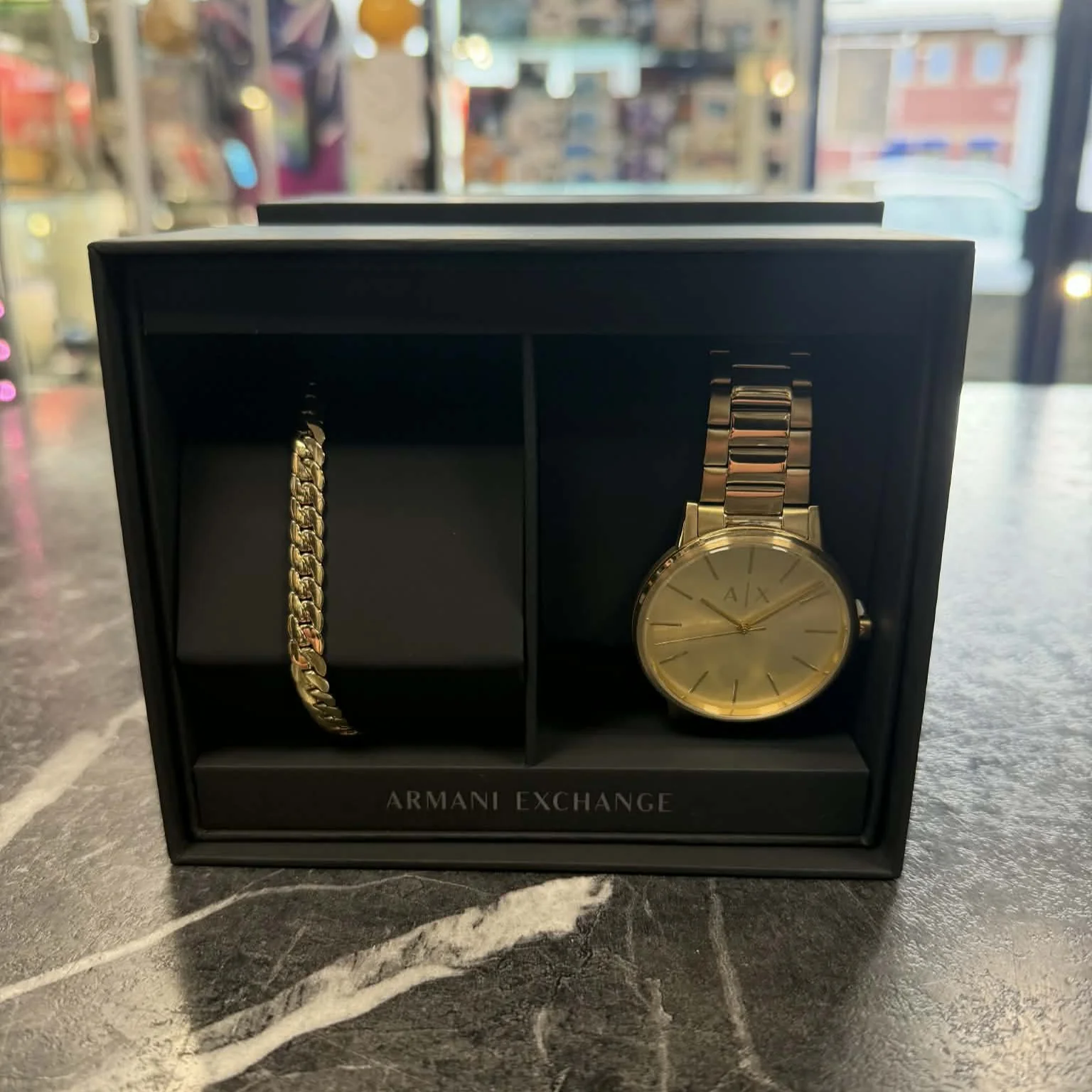 Armani Exchange Gold-Tone Stainless Steel Watch & Bracelet AX17144
