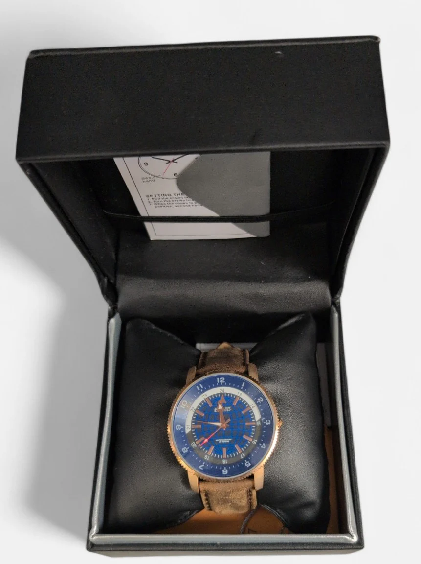 August Steiner Brown Leather Strap Watch