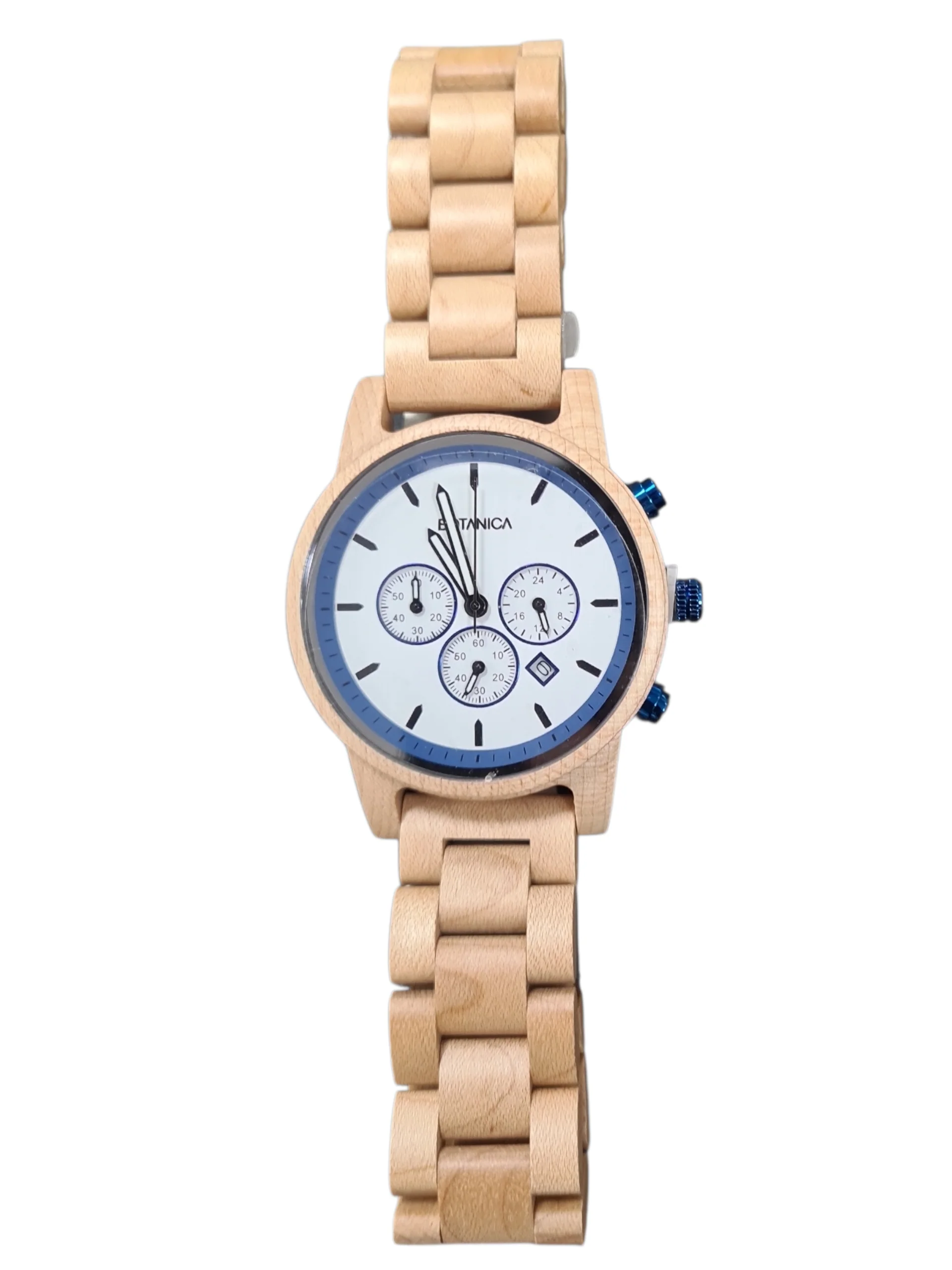 BOTANICA ALDER WOODLINK ZEBRANO, CHRONOGRAPH, QUARTZ, WOODEN MENS WATCH, IN ORGINAL BOX - Image 3
