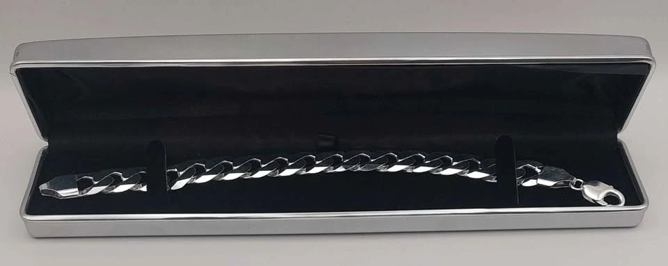 *BRAND NEW* 925 silver Curb Style Bracelet 47.28g 8.5" boxed hallmarked