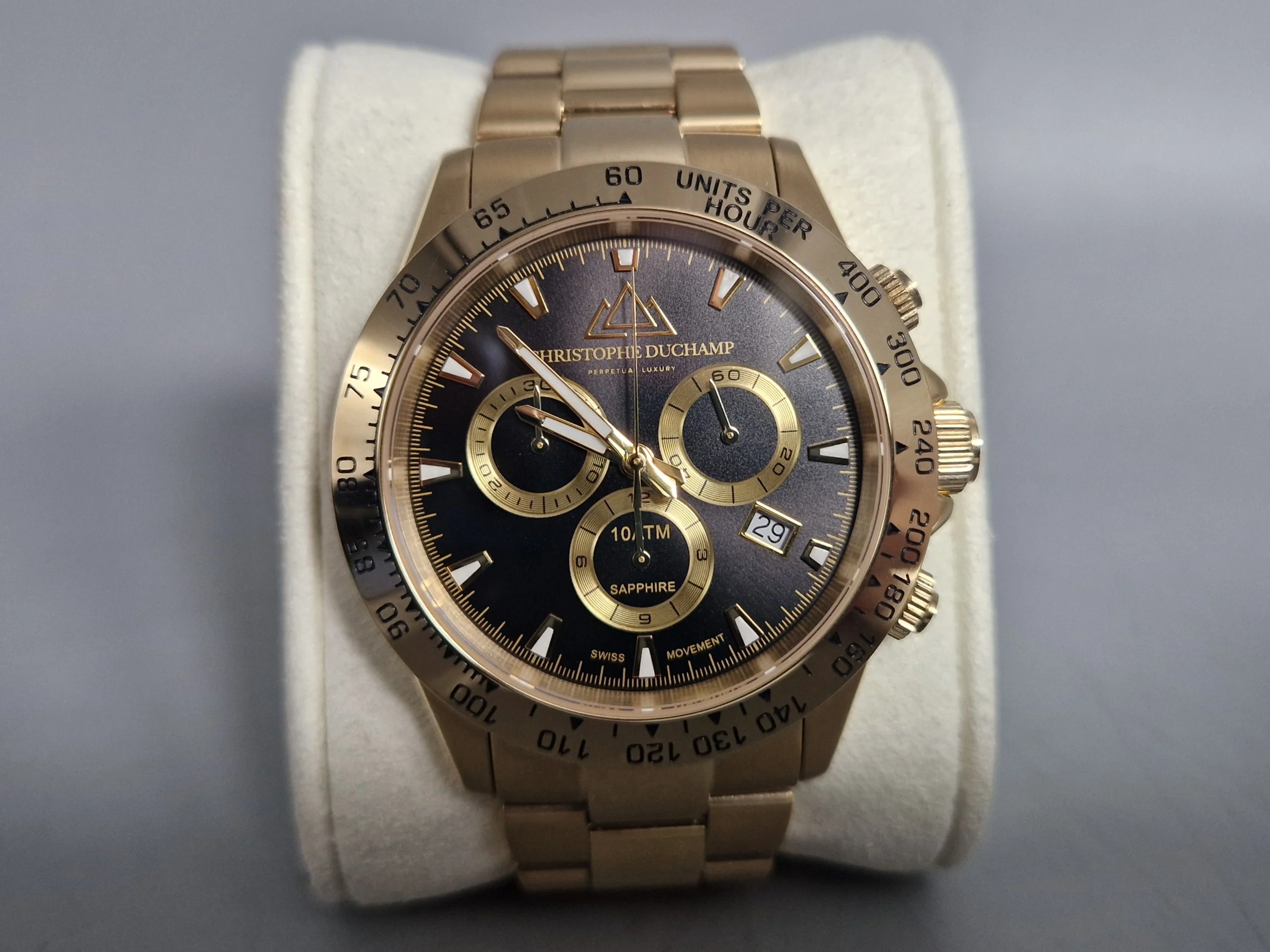 Christophe Duchamp Grand Mont Gold Tone Sports Watch Quartz