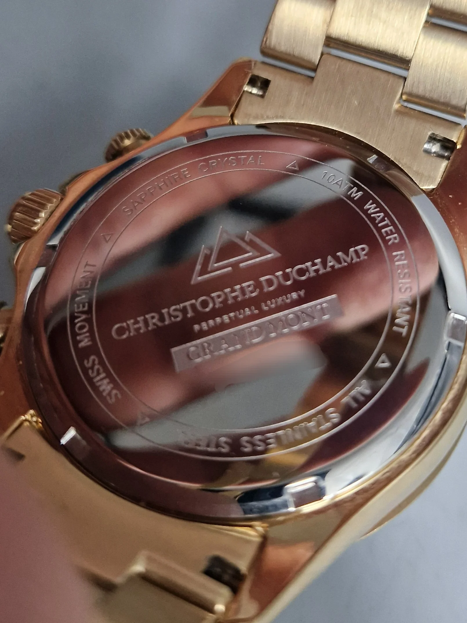 Christophe Duchamp Grand Mont Gold Tone Sports Watch Quartz - Image 3