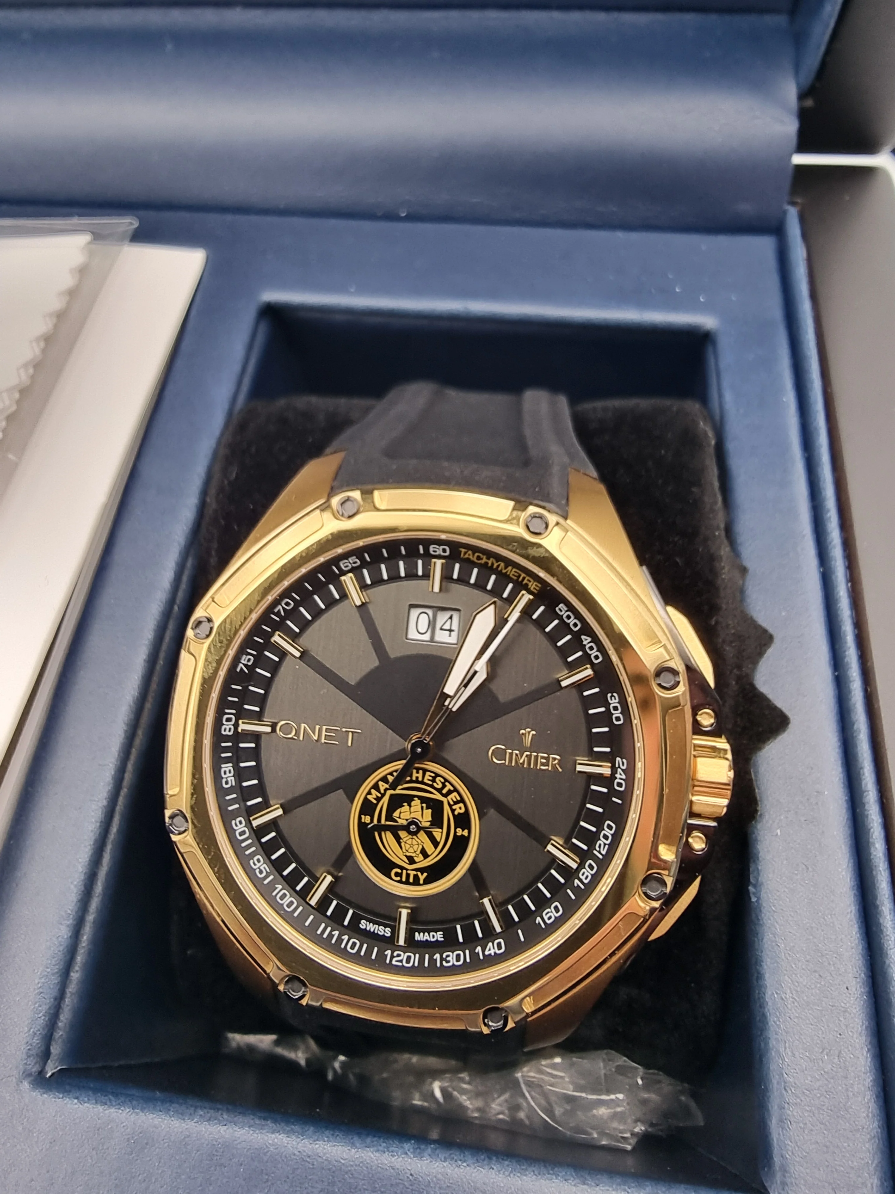 Cimier Swiss Made Quartz Chronograph Watch Manchester City QNET Limited Edition 0442/1880 - Boxed With Rubber Strap **LIKE NEW** - Image 2