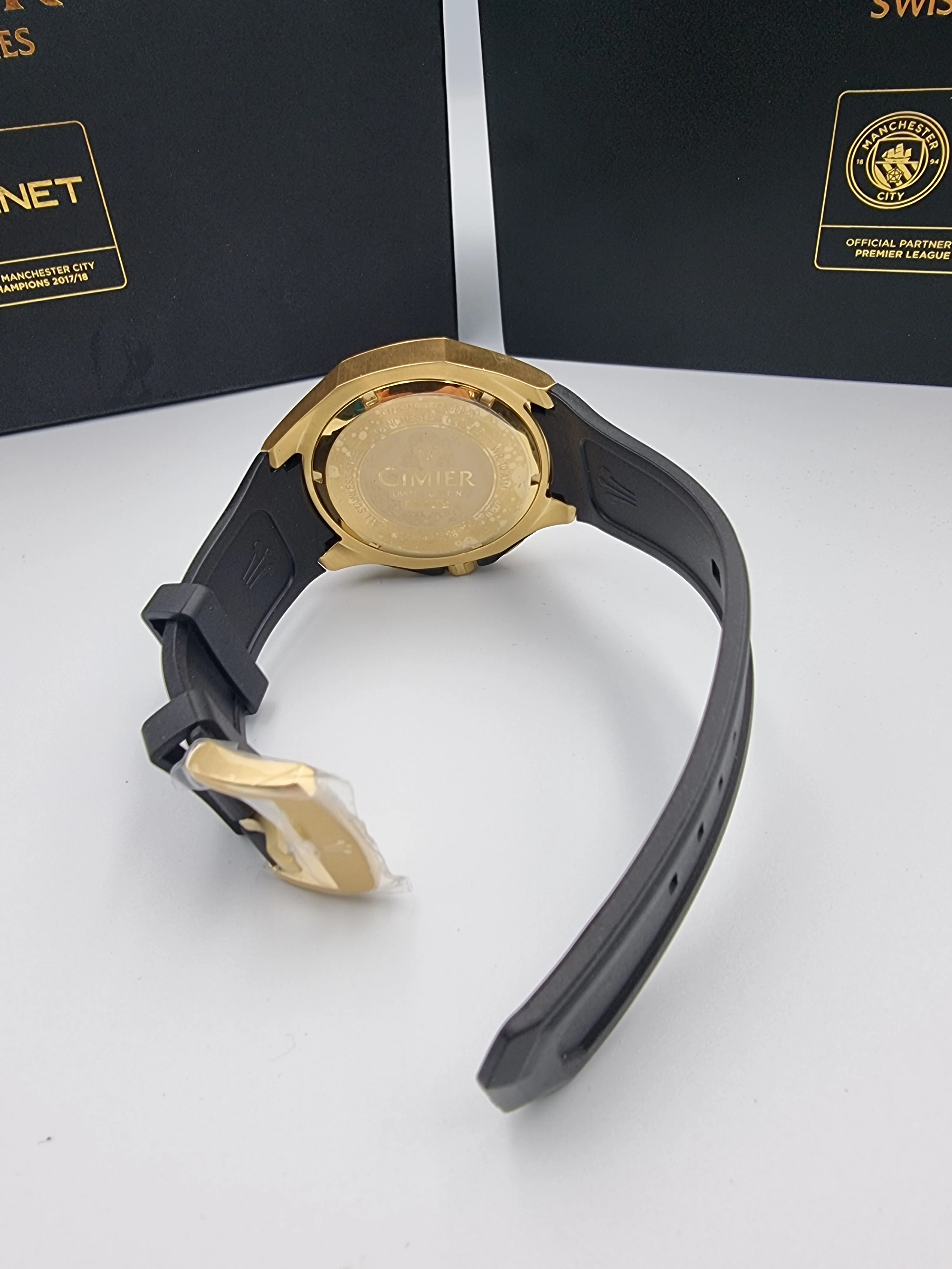 Cimier Swiss Made Quartz Chronograph Watch Manchester City QNET Limited Edition 0442/1880 - Boxed With Rubber Strap **LIKE NEW** - Image 3