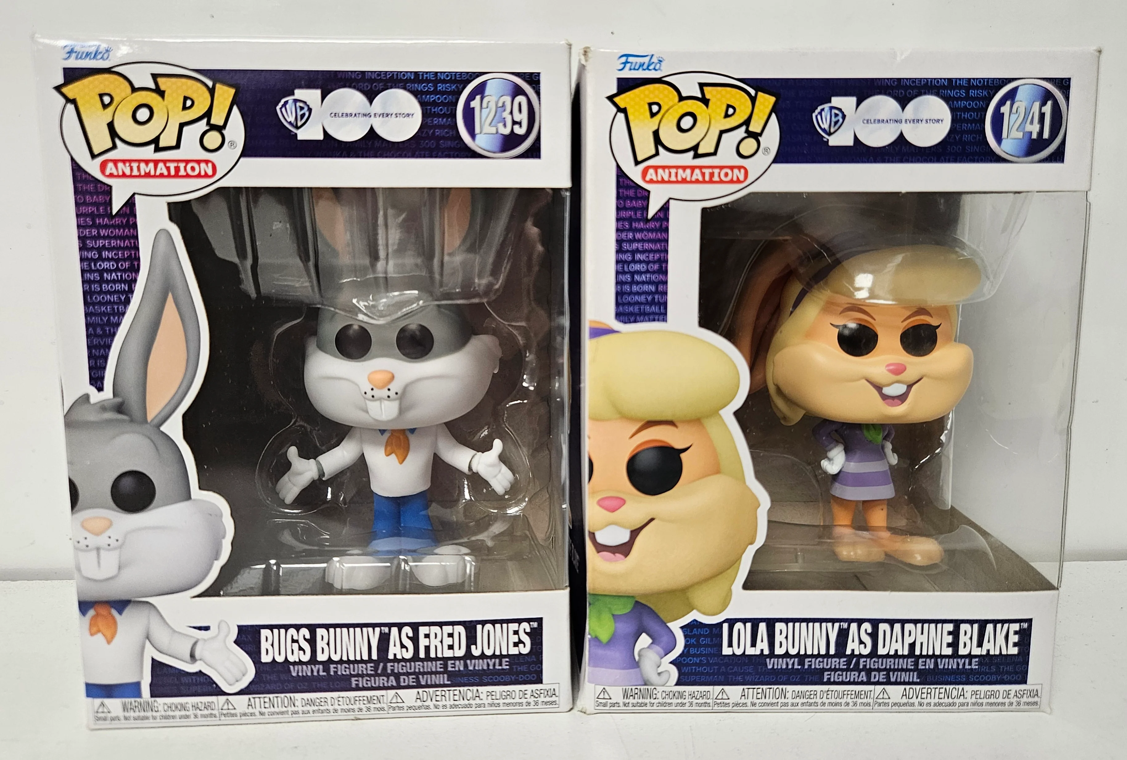 *Collection Only* Funko Pop WB100 Bugs & Lola Bunny As Fred & Daphne Scooby Doo #1239 #1241 - Image 2