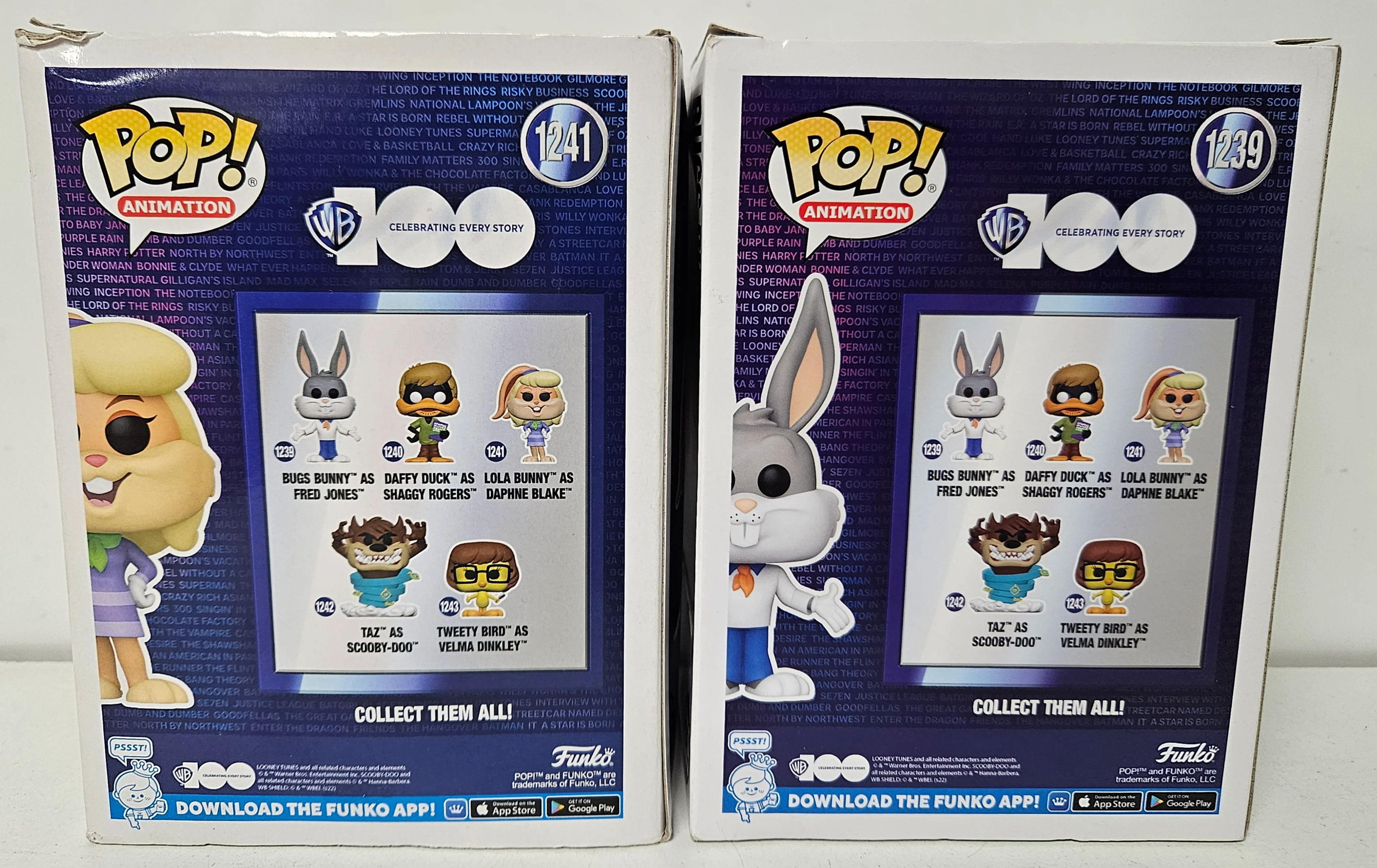 *Collection Only* Funko Pop WB100 Bugs & Lola Bunny As Fred & Daphne Scooby Doo #1239 #1241 - Image 3