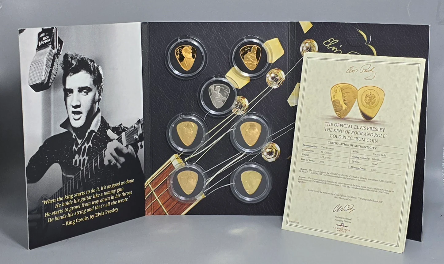 Elvis Presley Official Plectrum Coin Collection London Mint Solid + 9ct Plectrum (FULL SET) - Image 2